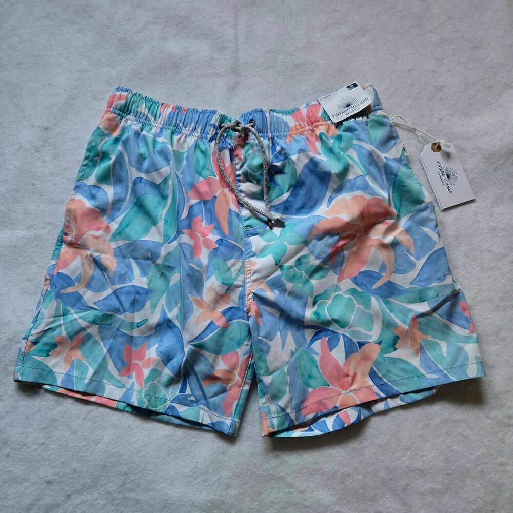 NWT Vintage Summer Men's Swim Trunks Bathing Suit, Mesh Liner, Pockets, XL